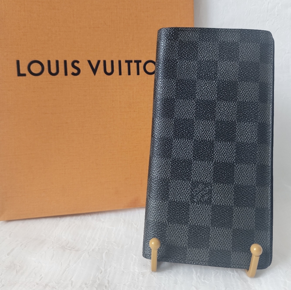 Auth Louis Vuitton Damier Graphite Portefeuille Brazza Wallet